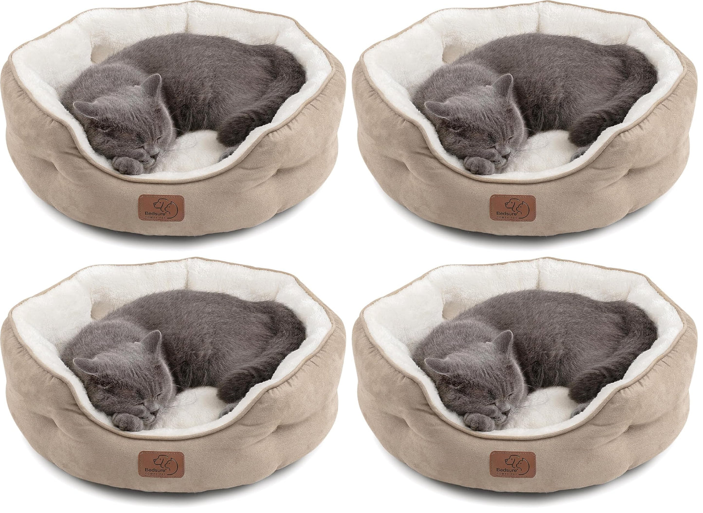 Washable Round Pet Bed for Small Dogs & Cats
