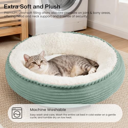 Round Donut Pet Bed with Washable Plush Cushion