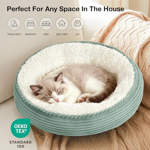 Round Donut Pet Bed with Washable Plush Cushion