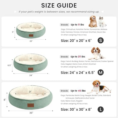 Round Donut Pet Bed with Washable Plush Cushion