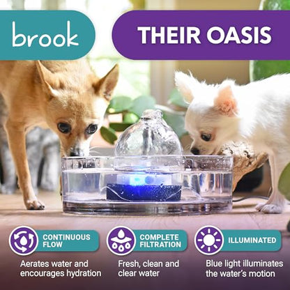 90 oz Glass Pet Water Fountain for Dogs & Cats