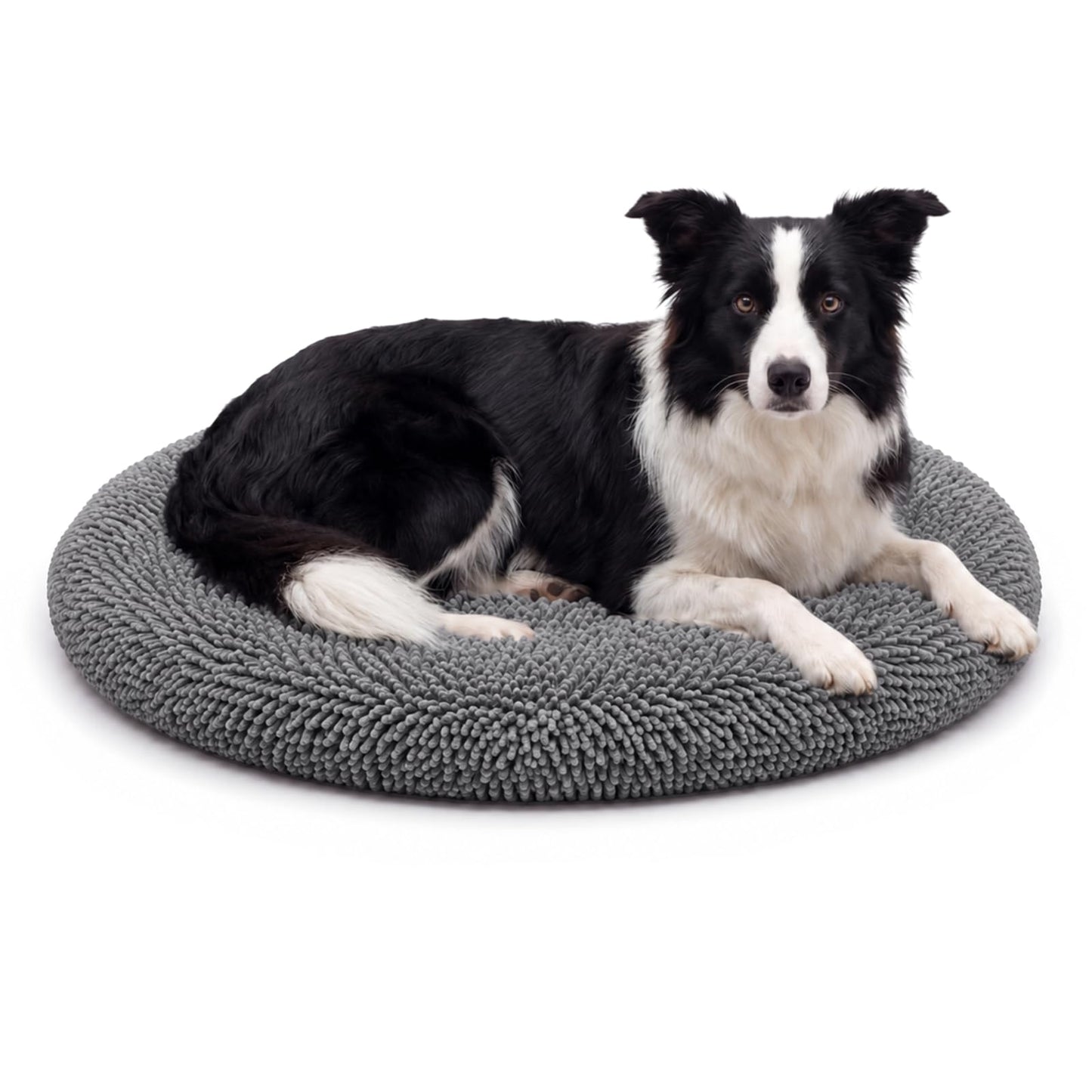 Soft Chenille Round Dog Bed for Large Dogs