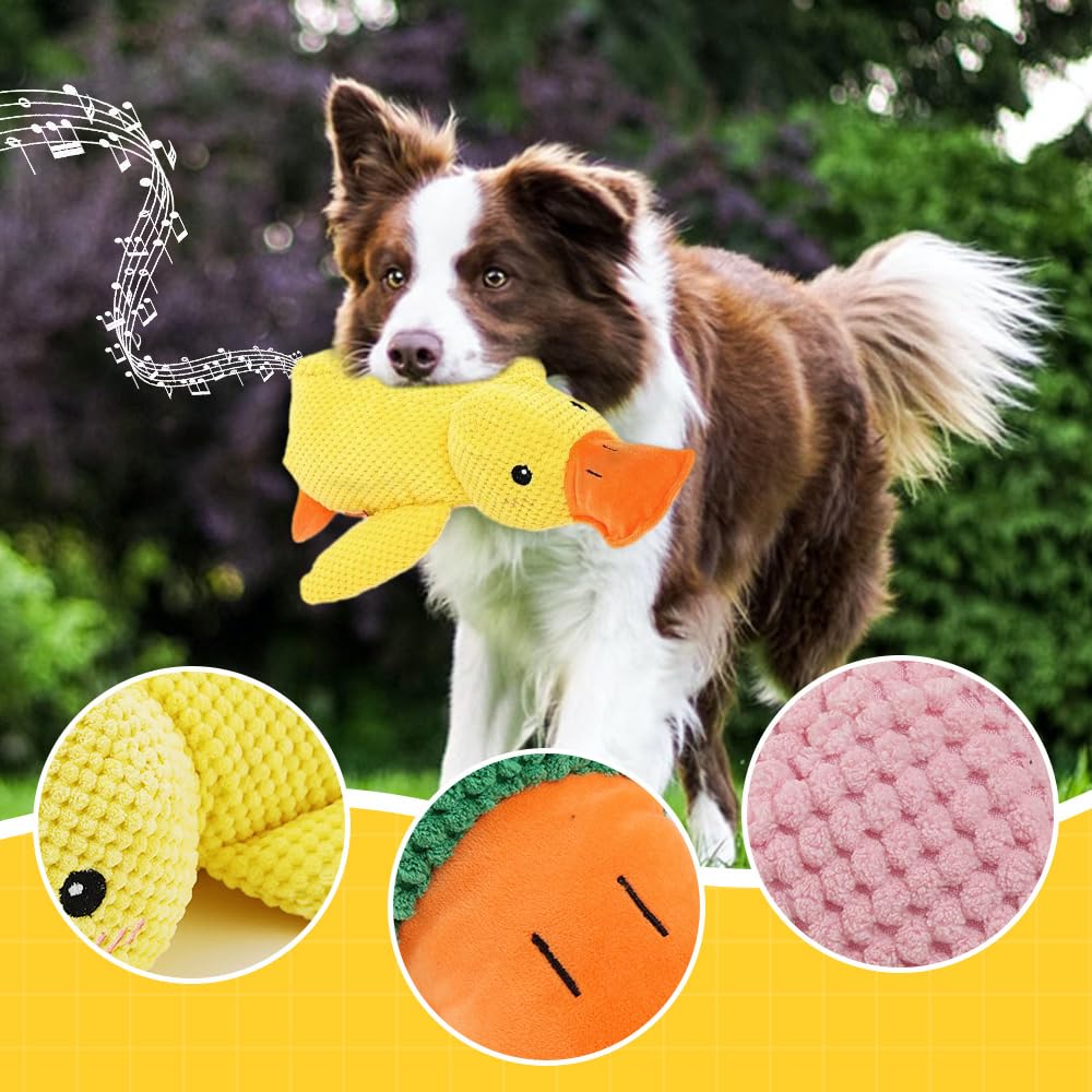 Squeaky Plush Duck Dog Toy with Built-In Sound
