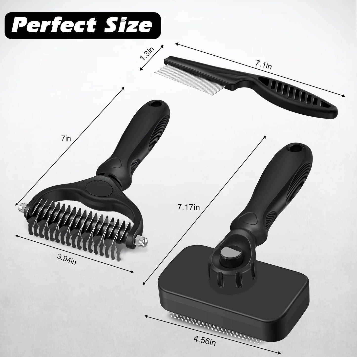 3-Piece Pet Grooming Brush & Deshedding Comb Set