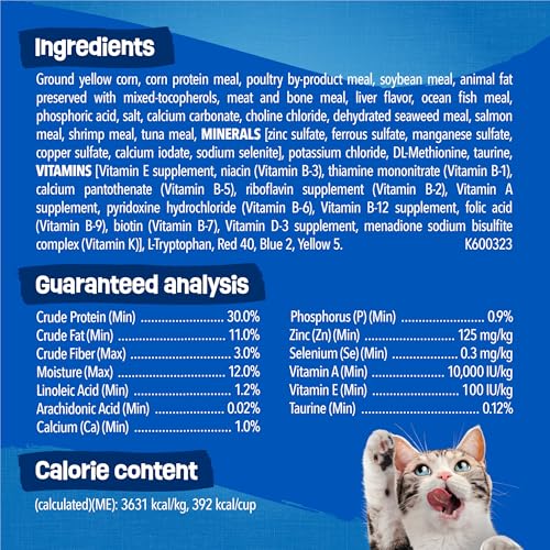 Purina Friskies Dry Cat Food Seafood Sensations with Salmon, Tuna, and Shrimp Flavors - (Pack of 4) 3.15 lb. Bags
