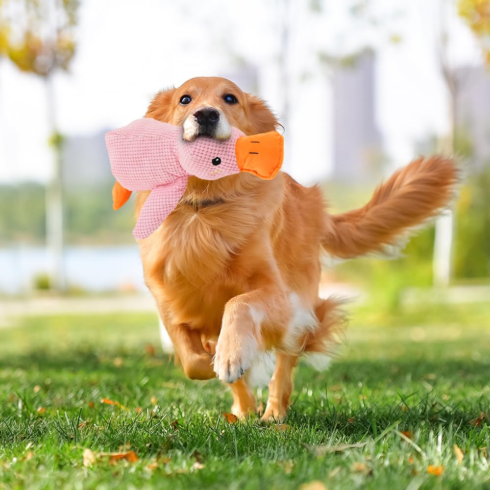 Squeaky Plush Duck Dog Toy with Built-In Sound