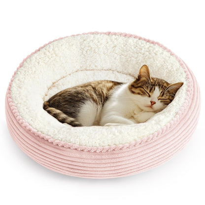 Round Donut Pet Bed with Washable Plush Cushion