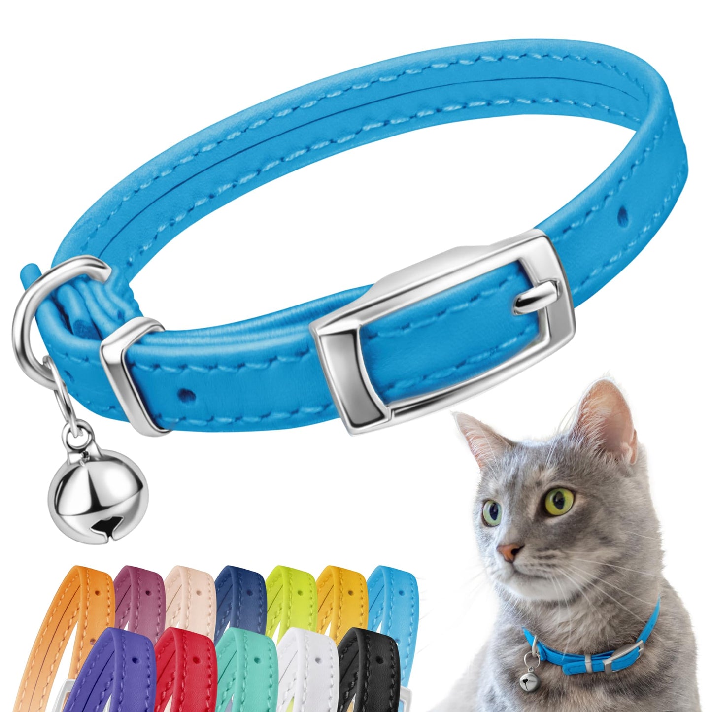 Leather Cat Collar with Bell