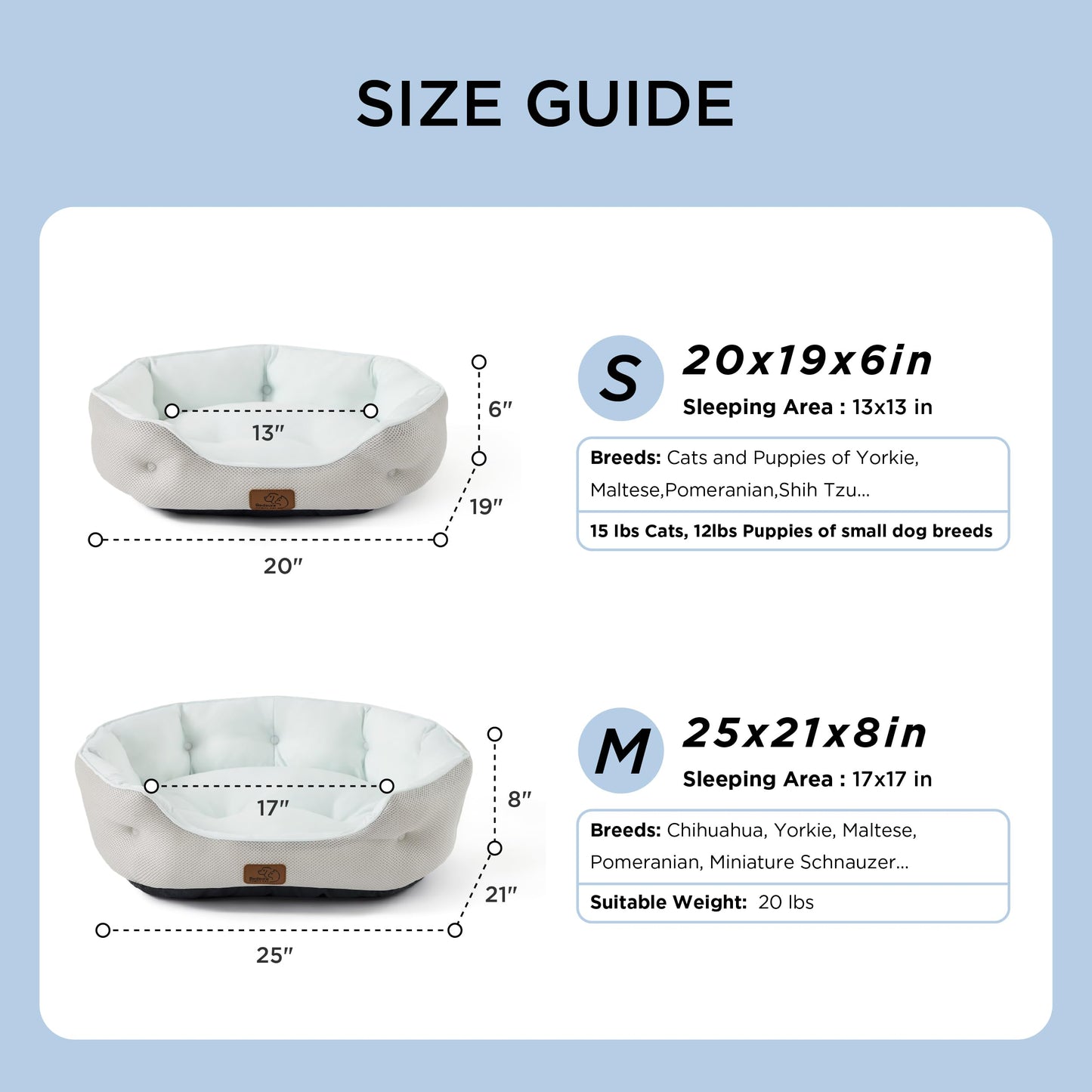 Washable Round Pet Bed for Small Dogs & Cats