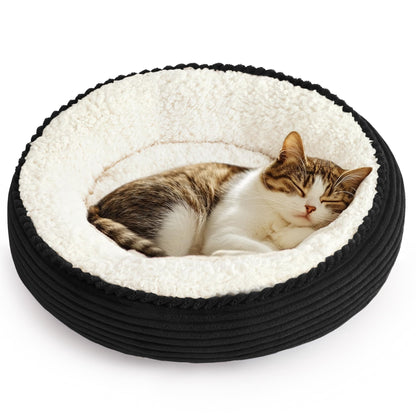 Round Donut Pet Bed with Washable Plush Cushion