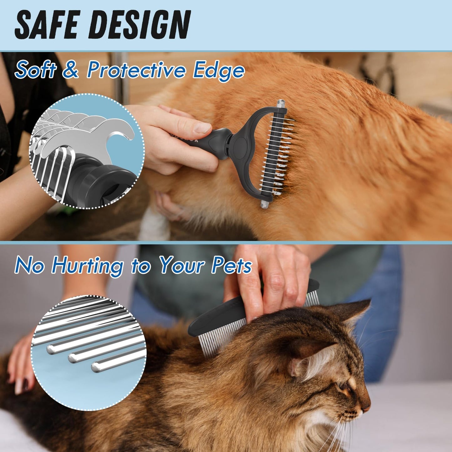 Pet Grooming Brush & Metal Comb Set for Dogs & Cats