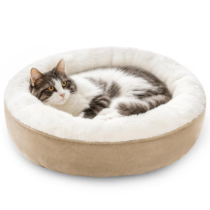 Round Donut Pet Bed with Washable Plush Cushion