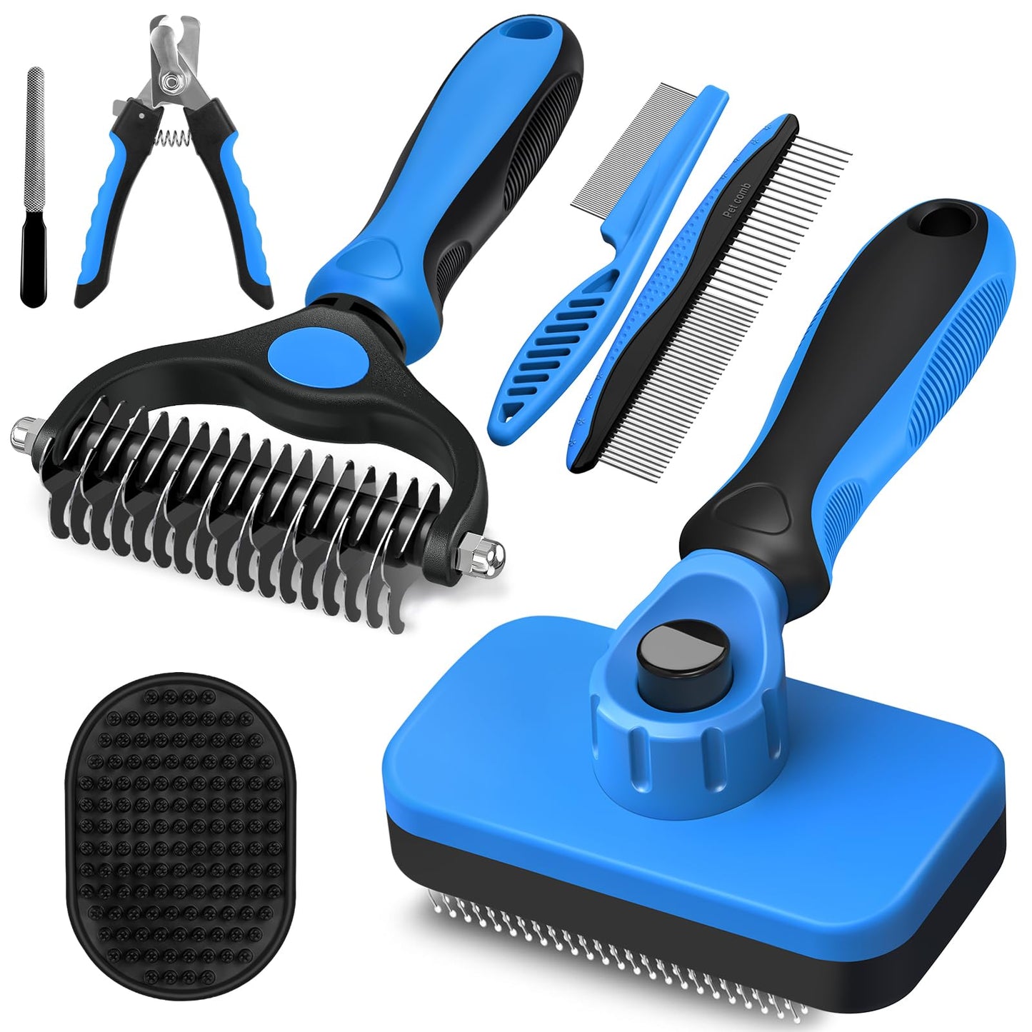 3-Piece Pet Grooming Brush & Deshedding Comb Set