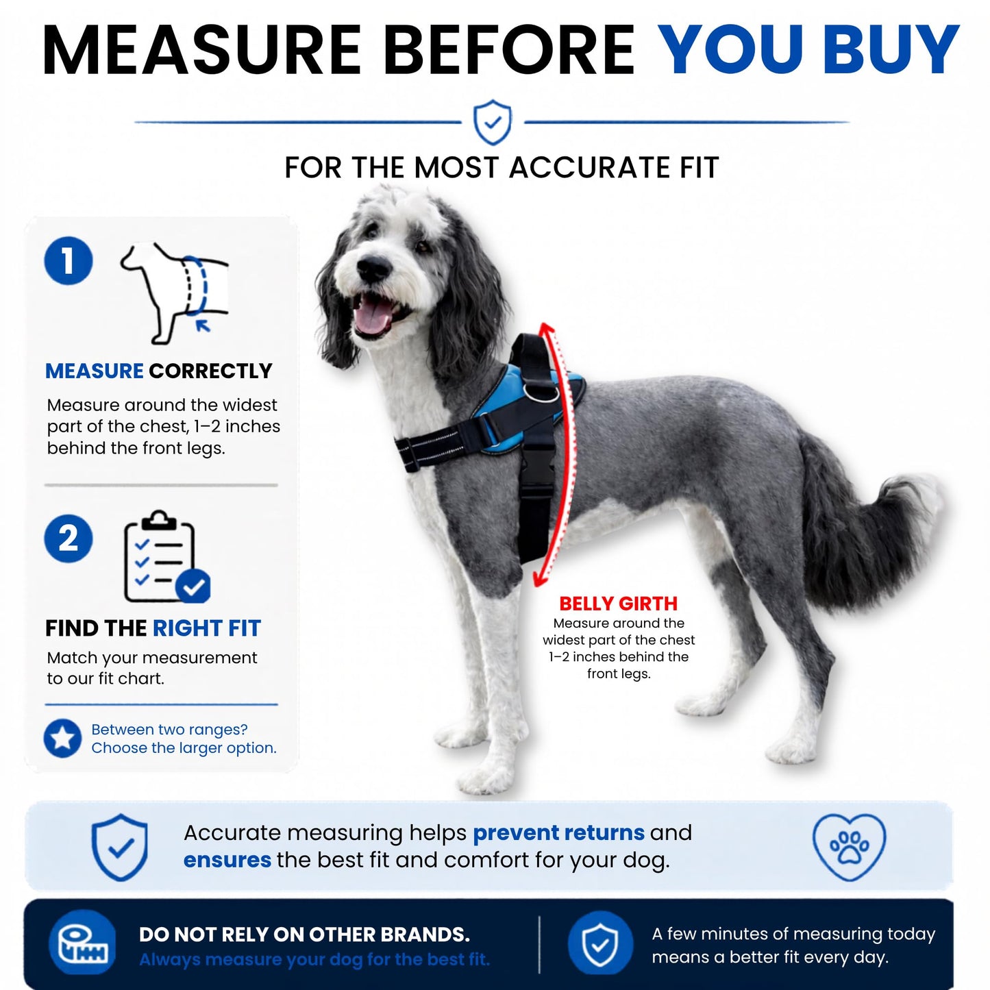 No-Pull Padded Dog Harness with 3 Leash Clips
