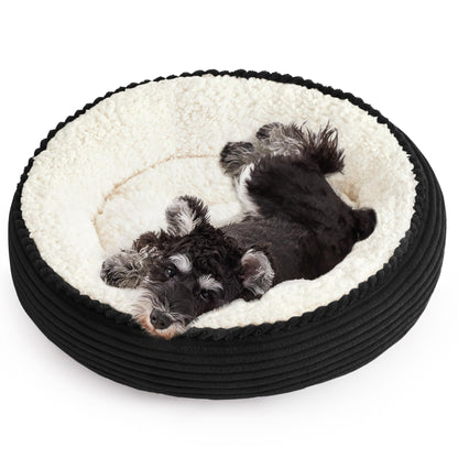 Round Donut Pet Bed with Washable Plush Cushion