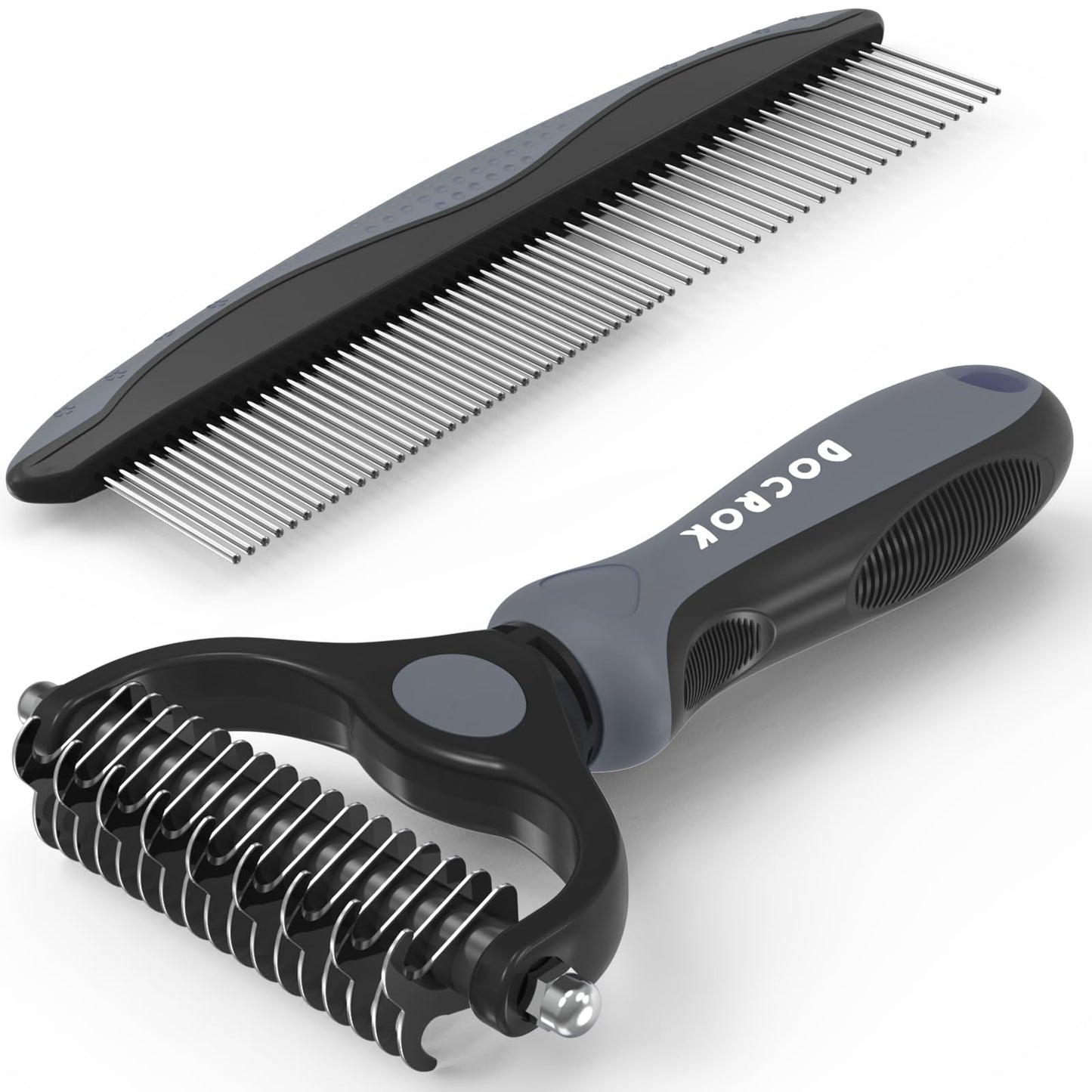 Pet Grooming Brush & Metal Comb Set for Dogs & Cats