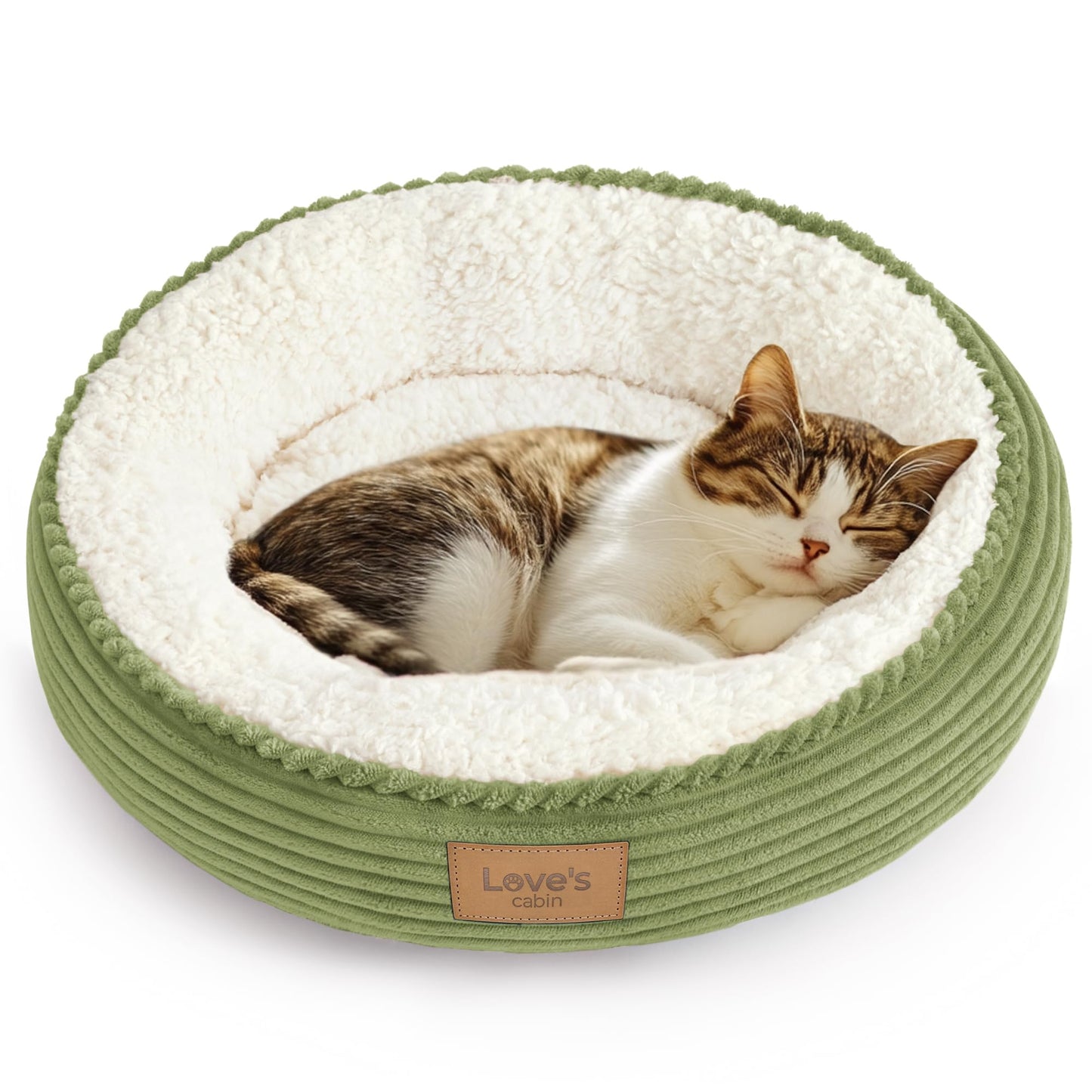 Round Donut Pet Bed with Washable Plush Cushion