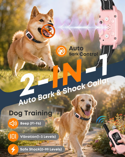 2-in-1 Dog Training & Anti-Bark Collar with Remote