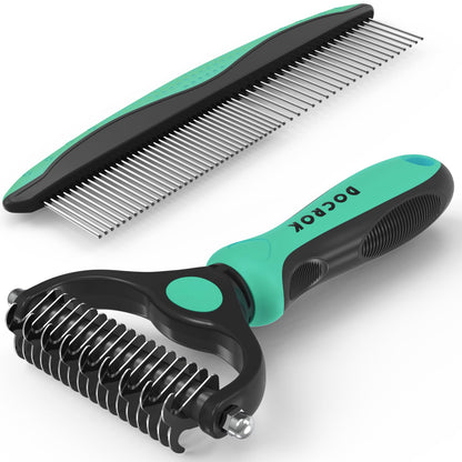 Pet Grooming Brush & Metal Comb Set for Dogs & Cats