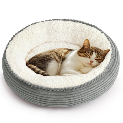Round Donut Pet Bed with Washable Plush Cushion