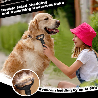 3-Piece Pet Grooming Brush & Deshedding Comb Set