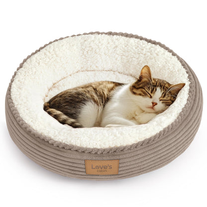 Round Donut Pet Bed with Washable Plush Cushion