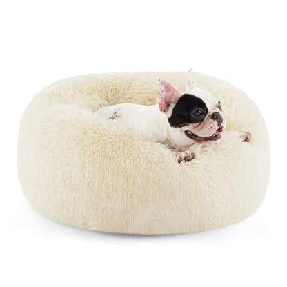 Calming Donut Dog Bed with Washable Faux Fur