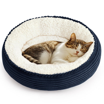 Round Donut Pet Bed with Washable Plush Cushion