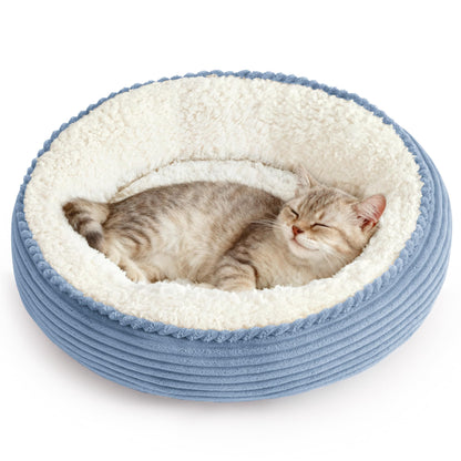 Round Donut Pet Bed with Washable Plush Cushion
