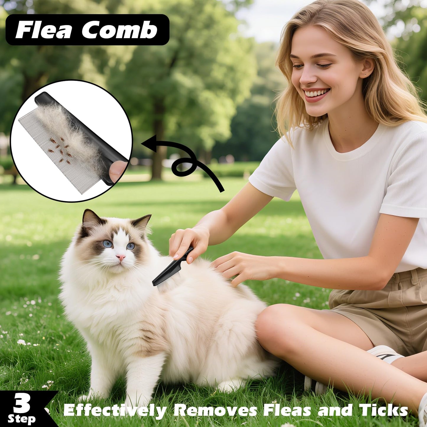 3-Piece Pet Grooming Brush & Deshedding Comb Set