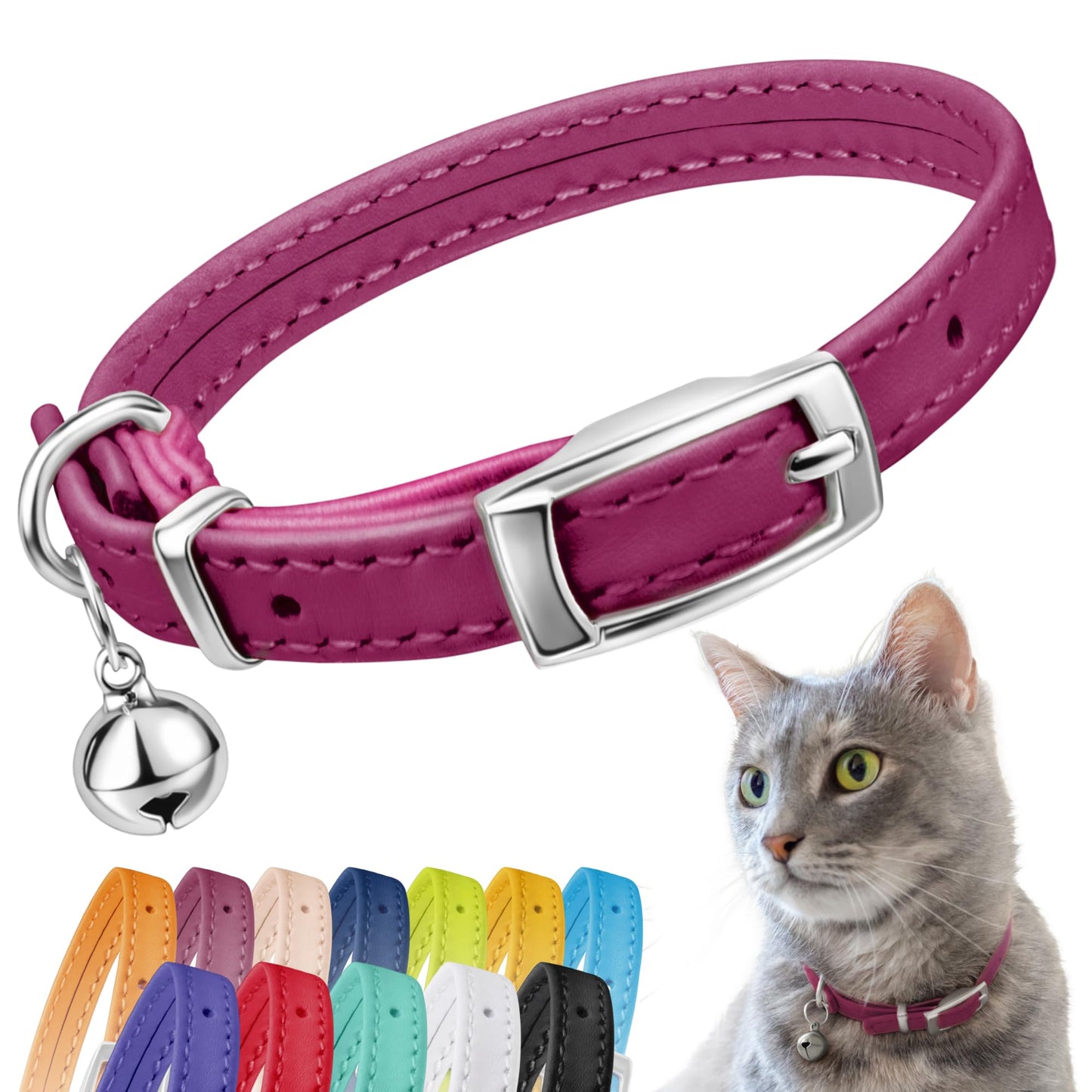 Leather Cat Collar with Bell