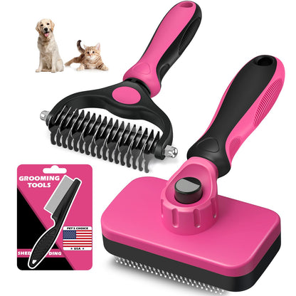 3-Piece Pet Grooming Brush & Deshedding Comb Set