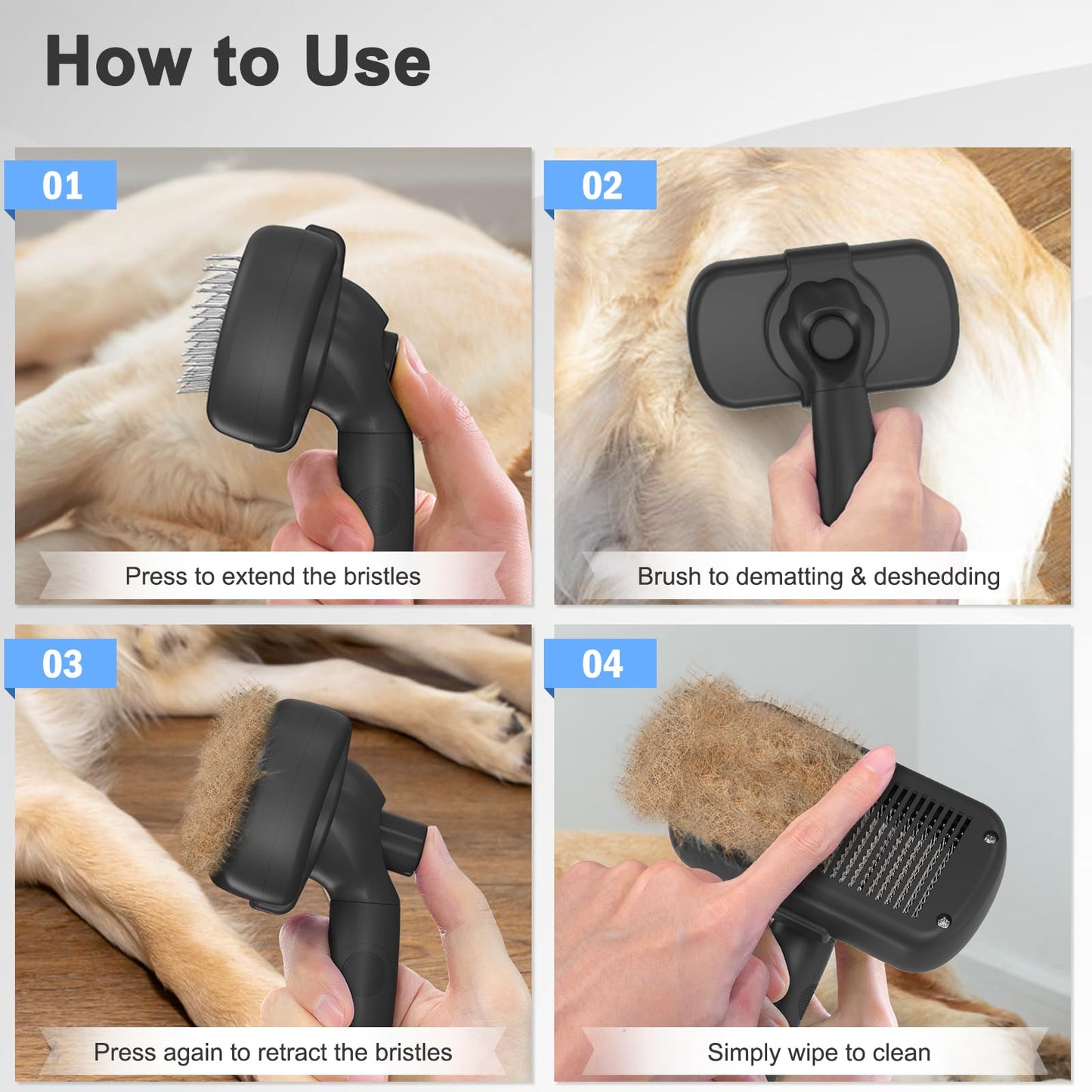Self-Cleaning Deshedding Brush for Dogs & Cats