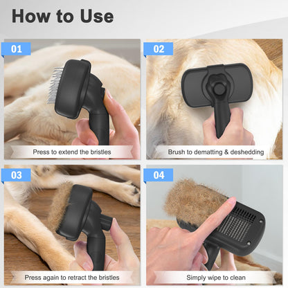 Self-Cleaning Deshedding Brush for Dogs & Cats