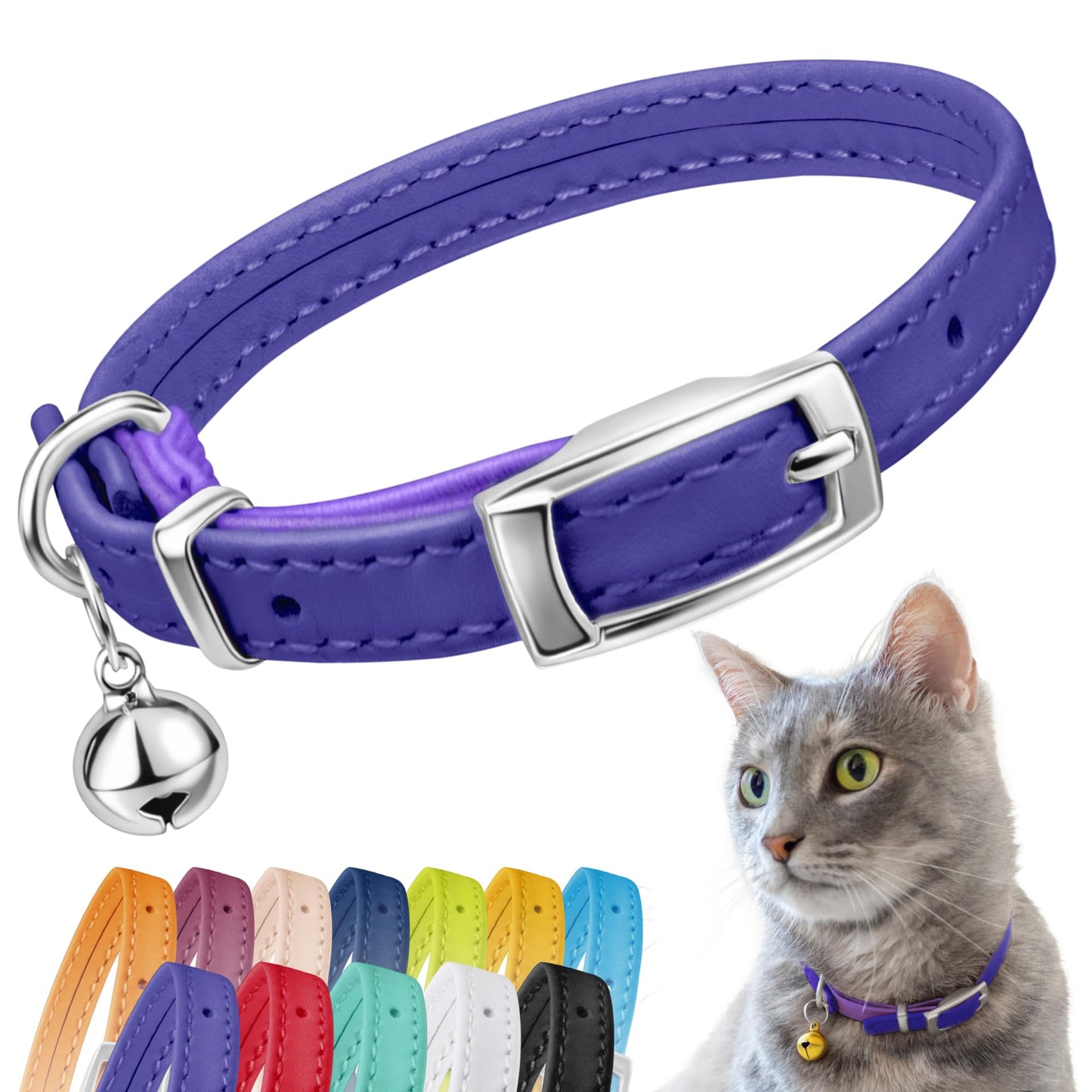Leather Cat Collar with Bell