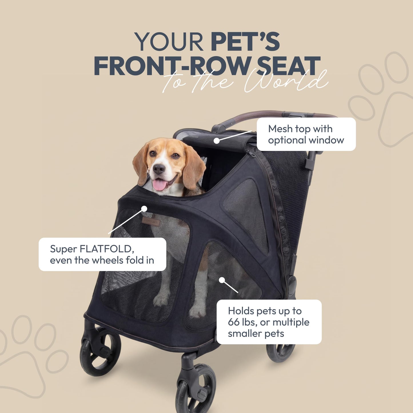 Flat-Fold Pet Stroller for Easy Travel