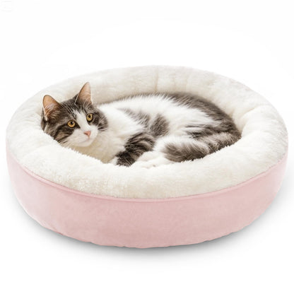 Round Donut Pet Bed with Washable Plush Cushion