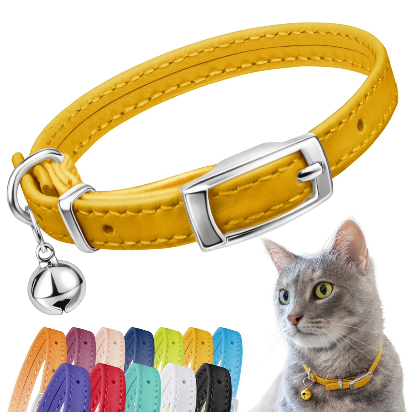 Leather Cat Collar with Bell