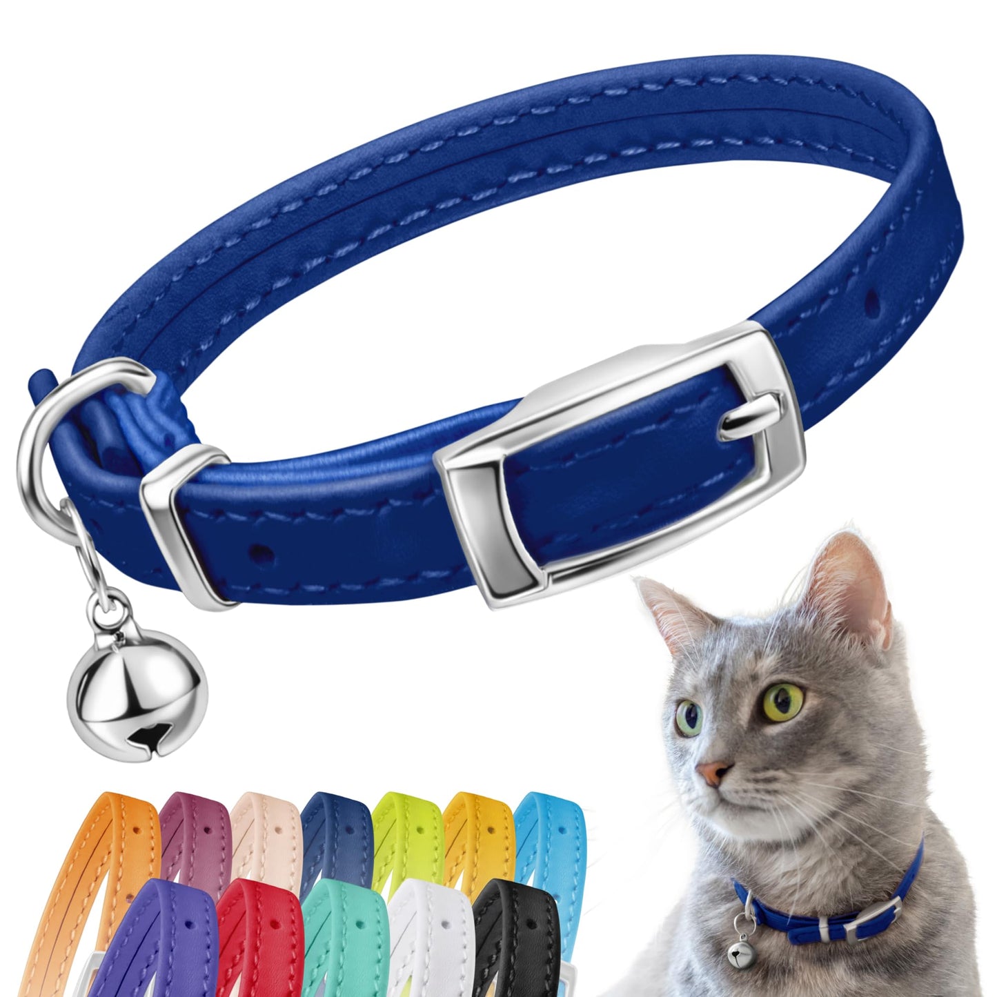 Leather Cat Collar with Bell