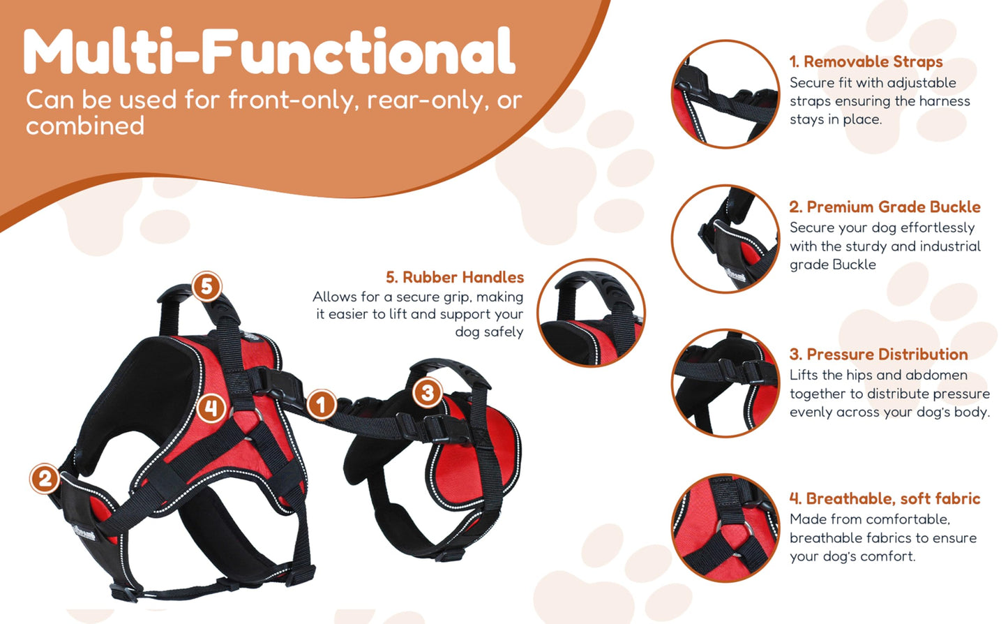 Full-Body Dog Lift Harness with Multi-Way Support