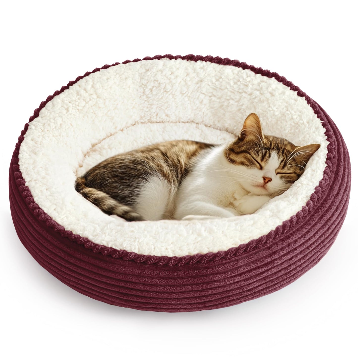 Round Donut Pet Bed with Washable Plush Cushion