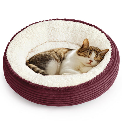 Round Donut Pet Bed with Washable Plush Cushion