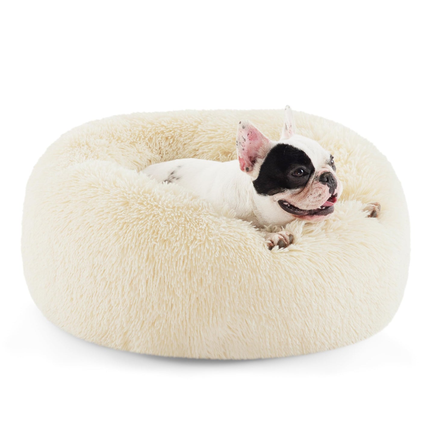 Calming Donut Dog Bed with Washable Faux Fur