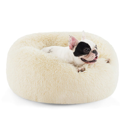 Calming Donut Dog Bed with Washable Faux Fur
