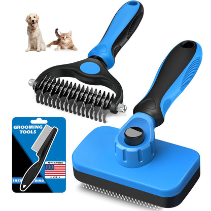 3-Piece Pet Grooming Brush & Deshedding Comb Set