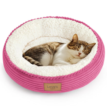 Round Donut Pet Bed with Washable Plush Cushion