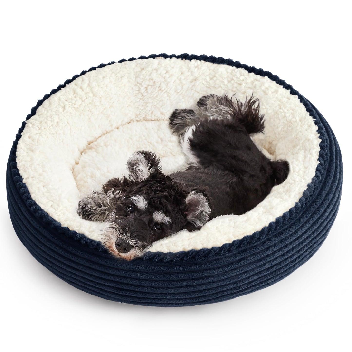 Round Donut Pet Bed with Washable Plush Cushion