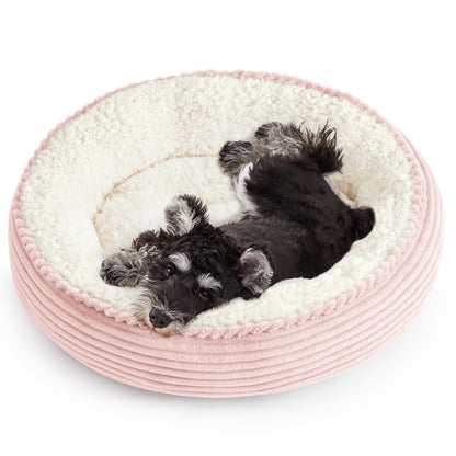 Round Donut Pet Bed with Washable Plush Cushion