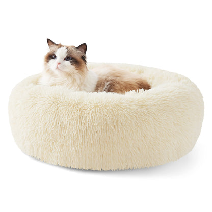 Calming Donut Dog Bed with Washable Faux Fur