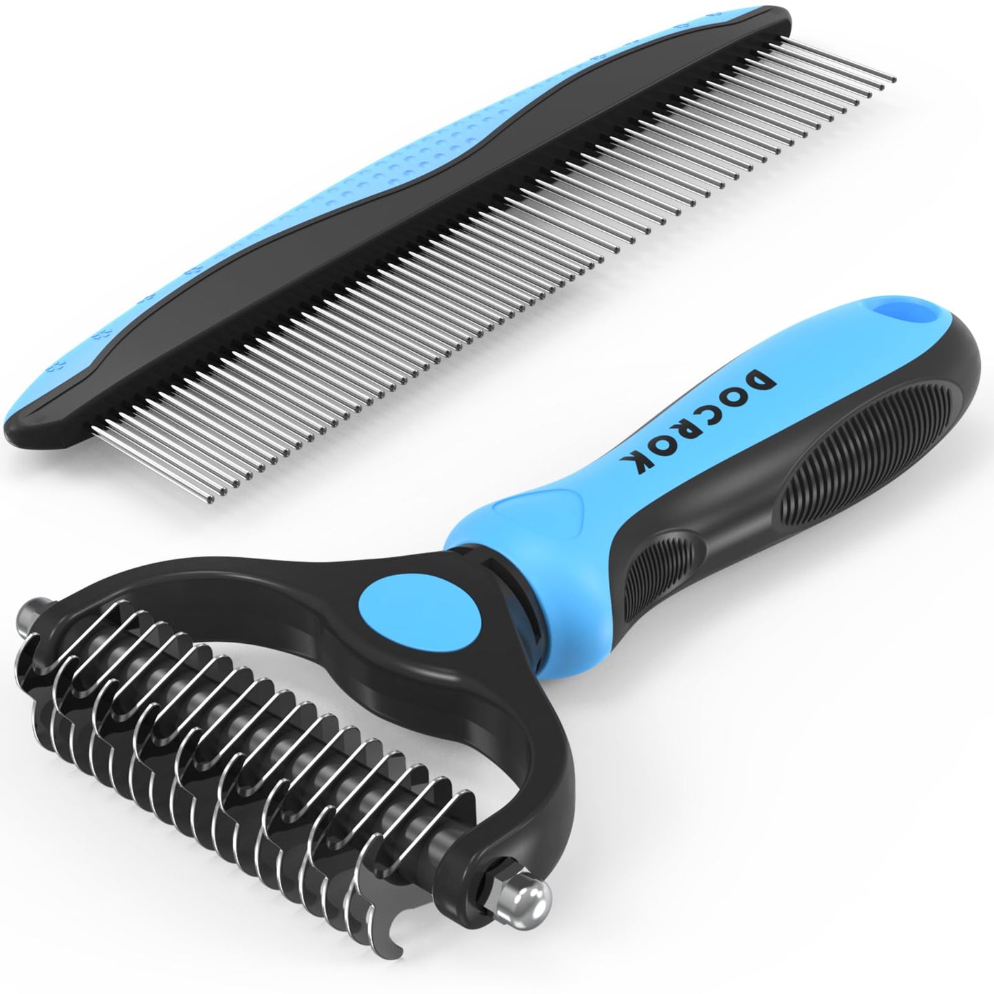 Pet Grooming Brush & Metal Comb Set for Dogs & Cats